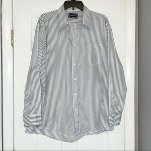 Imperial gray&white striped buttondown dress shirt 17.5